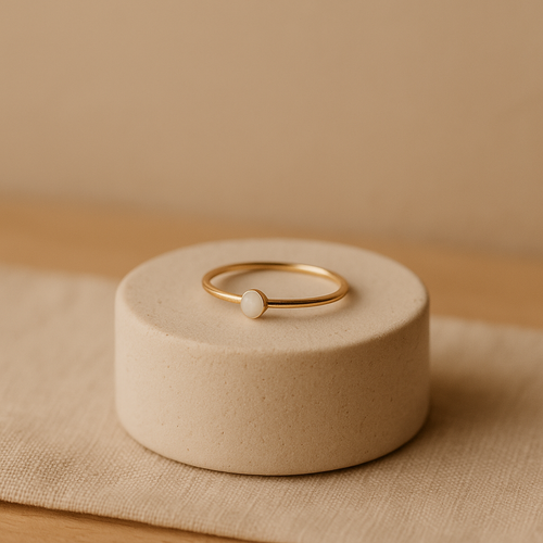 Breast milk keepsake ring in 14k gold filled setting with 6mm round stone